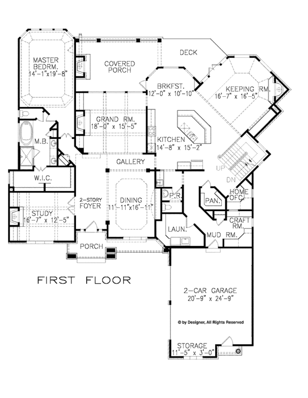 Dream House Plan - Craftsman Floor Plan - Main Floor Plan #54-345