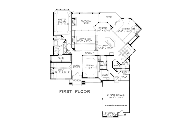 House Blueprint - Floor Plan - Main Floor for Craftsman House Plan #54-345 - 4 bed, 3.5 bath