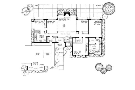 Floor Plan - Main Floor for Contemporary House Plan #72-777 - 2 bed, 2 bath