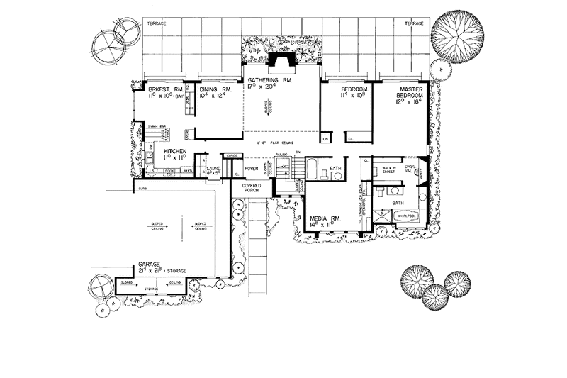 Home Plan - Floor Plan - Main Floor for Contemporary House Plan #72-777 - 2 bed, 2 bath
