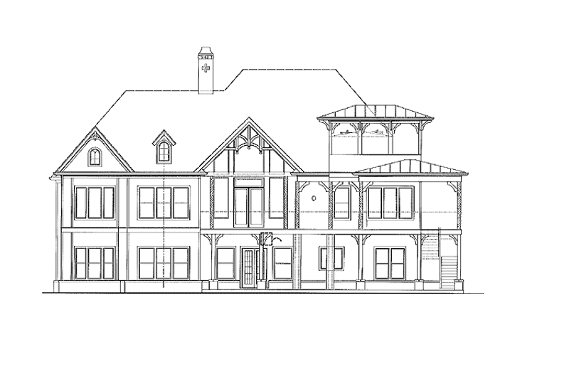 House Blueprint - Exterior - Rear Elevation for Craftsman House Plan #54-270 - 5 bed, 5.5 bath