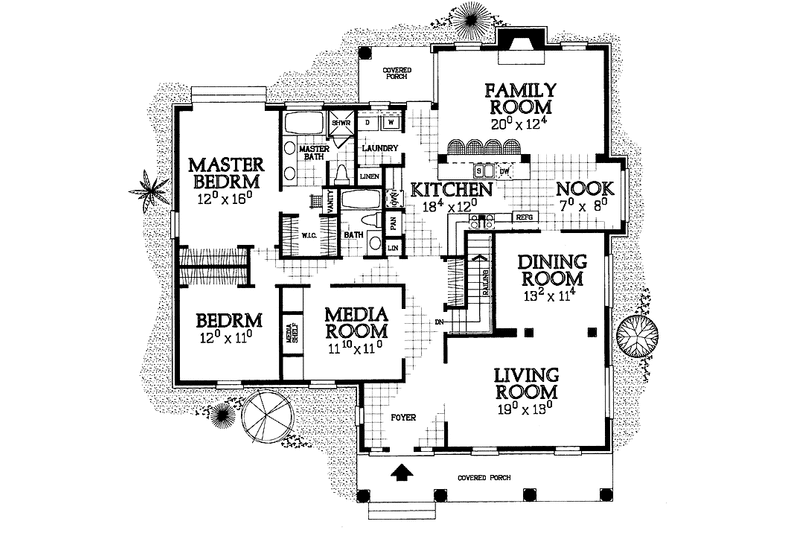 Home Plan - Floor Plan - Main Floor for Classical House Plan #72-985 - 2 bed, 2 bath