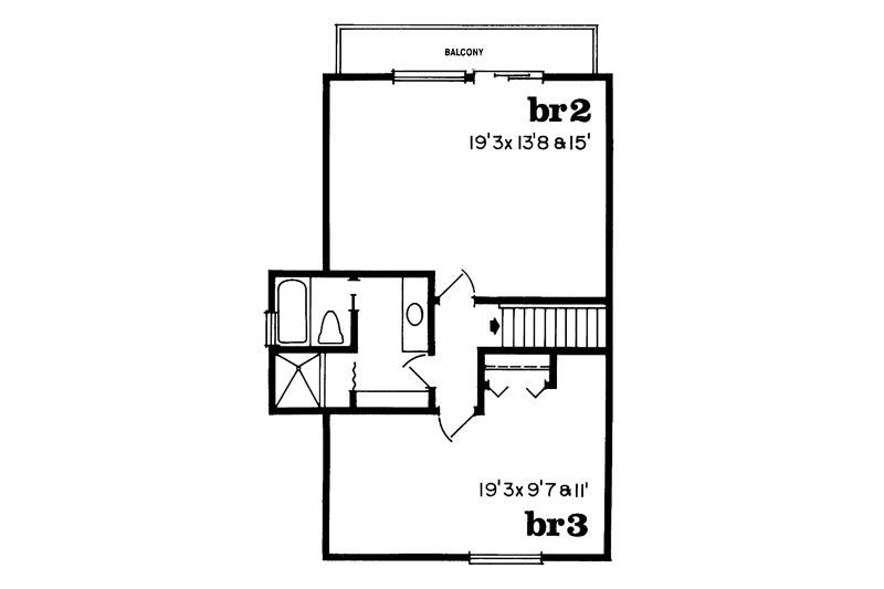 Home Plan - Floor Plan - Upper Floor for Craftsman House Plan #47-923 - 3 bed, 2 bath