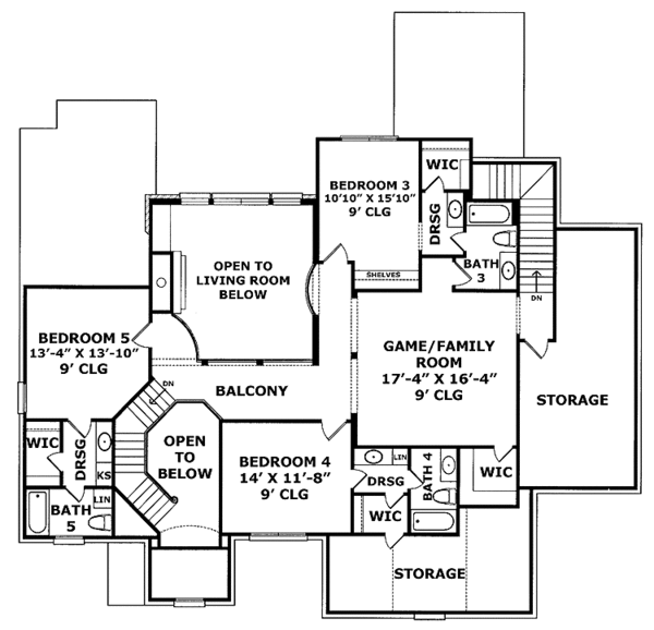 House Design - European Floor Plan - Upper Floor Plan #952-202