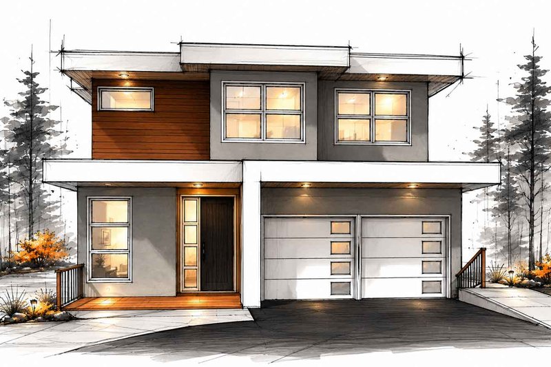 Architectural House Design - Exterior - Front Elevation 3 for Contemporary House Plan #1101-69 - 3 bed, 3.5 bath