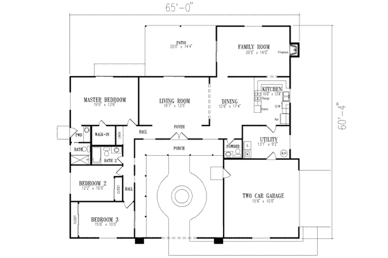 Dream House Plan - Floor Plan - Main Floor for Adobe / Southwestern House Plan #1-465 - 3 bed, 3 bath