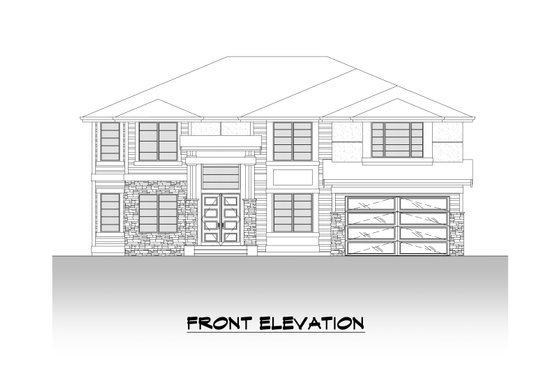 Exterior - Front Elevation 3 for Contemporary House Plan #1066-125 - 5 bed, 4.5 bath