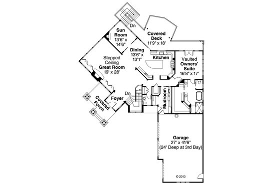 Floor Plan - Main Floor for Craftsman House Plan #124-913 - 4 bed, 3.5 bath
