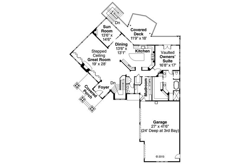 House Design - Floor Plan - Main Floor for Craftsman House Plan #124-913 - 4 bed, 3.5 bath