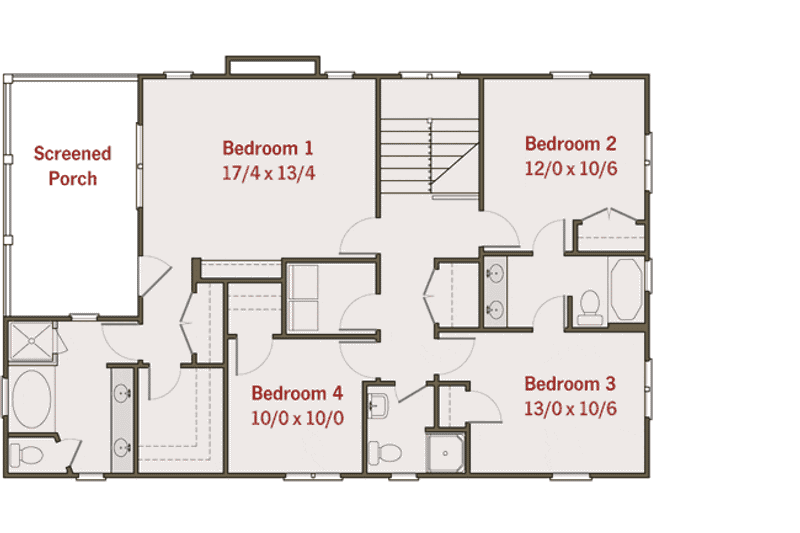 Home Plan - Floor Plan - Upper Floor for Craftsman House Plan #461-2 - 4 bed, 3.5 bath