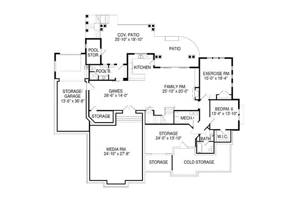 Craftsman Floor Plan - Lower Floor Plan #920-1