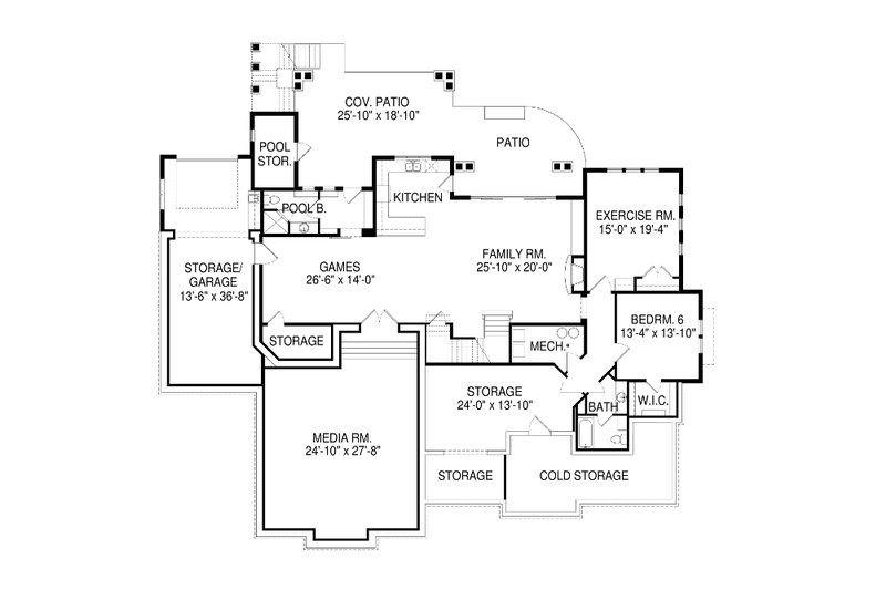 Home Plan - Floor Plan - Lower Floor for Craftsman House Plan #920-1 - 5 bed, 3.5 bath