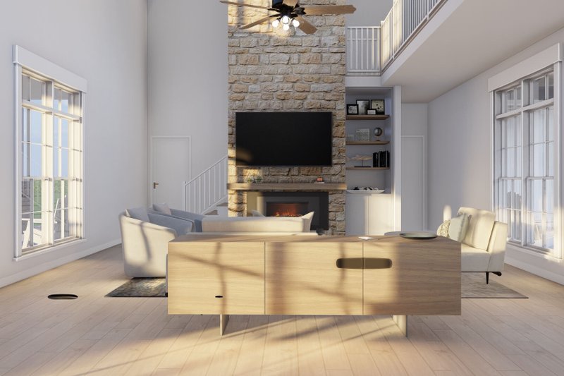 Architectural House Design - Interior - Family Room 2 for Farmhouse House Plan #923-411 - 3 bed, 3.5 bath