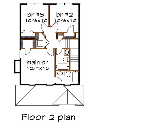 Architectural House Design - Southern Floor Plan - Upper Floor Plan #79-168