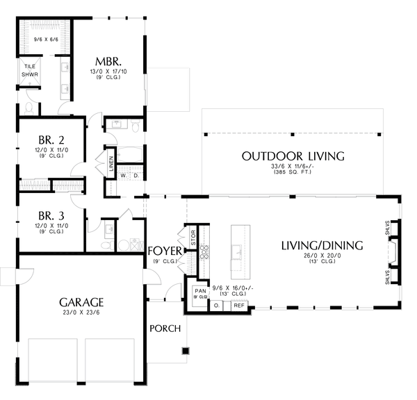 Contemporary Floor Plan - Main Floor Plan #48-1149