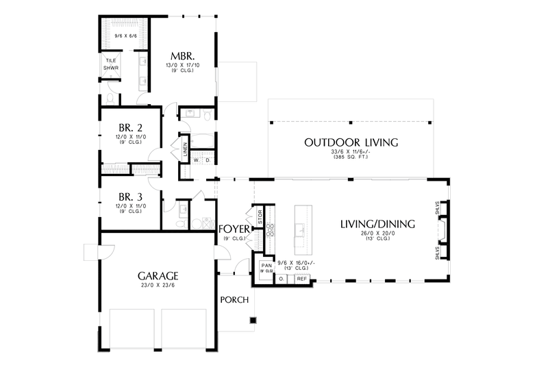 Architectural House Design - Floor Plan - Main Floor for Contemporary House Plan #48-1149 - 3 bed, 2.5 bath