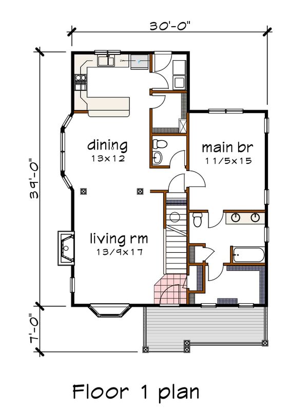 Architectural House Design - Bungalow Floor Plan - Main Floor Plan #79-314