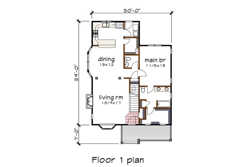 House Design - Floor Plan - Main Floor for Bungalow House Plan #79-314 - 3 bed, 2.5 bath