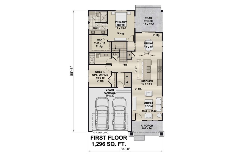 Architectural House Design - Floor Plan - Main Floor for Farmhouse House Plan #51-1339 - 4 bed, 3 bath