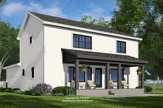 Exterior - Rear Elevation 1 for Farmhouse House Plan #51-1380 - 3 bed, 3.5 bath
