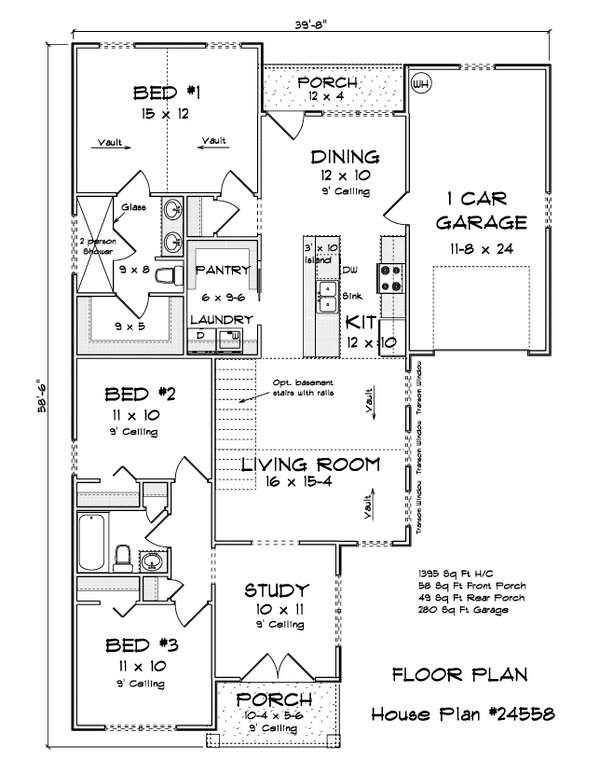 House Blueprint - Cottage Floor Plan - Main Floor Plan #513-2351