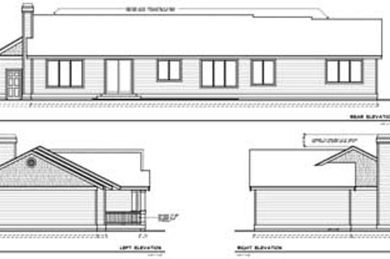 Exterior - Rear Elevation for Ranch House Plan #100-405 - 3 bed, 2 bath