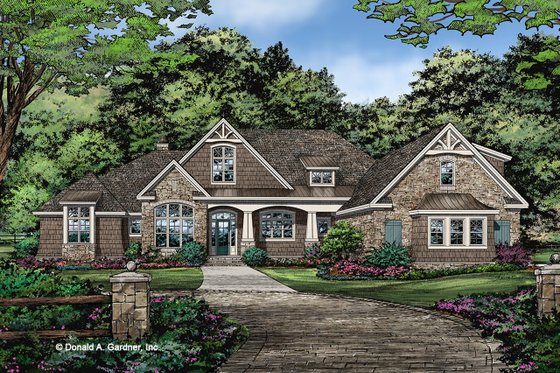 Exterior - Front Elevation 3 for Ranch House Plan #929-1050 - 5 bed, 4 bath