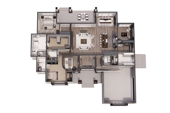 Floor Plan - Main Floor 1 for Farmhouse House Plan #51-1233 - 4 bed, 3.5 bath