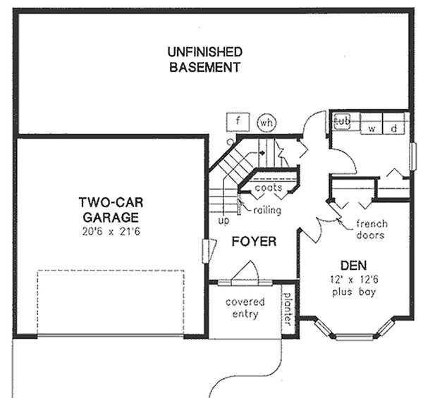 Architectural House Design - Traditional Floor Plan - Lower Floor Plan #18-1018