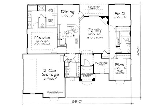 Floor Plan - Main Floor for Traditional House Plan #20-2098 - 3 bed, 2 bath