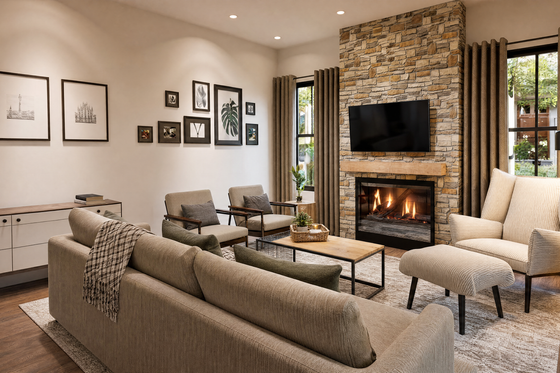 Interior - Family Room for Farmhouse House Plan #48-1220 - 3 bed, 2 bath