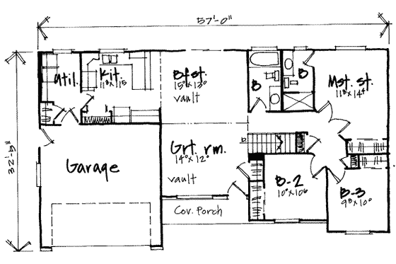 Floor Plan - Main Floor for Ranch House Plan #308-194 - 5 bed, 3 bath