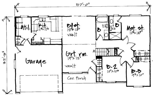 Ranch Floor Plan - Main Floor Plan #308-194