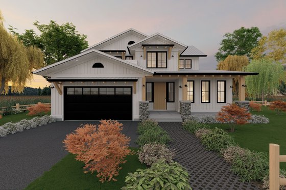 Exterior - Front Elevation 3 for Farmhouse House Plan #1101-10 - 5 bed, 3 bath