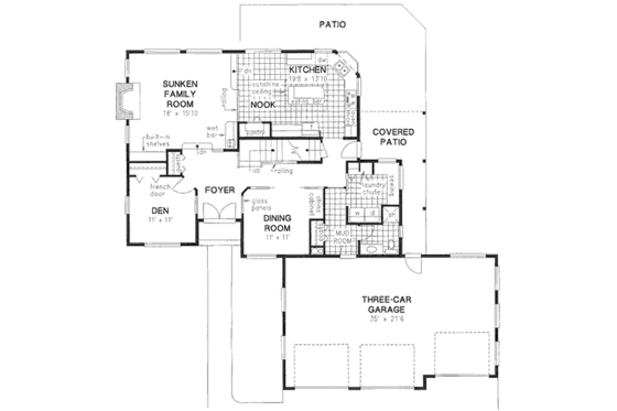 Floor Plan - Main Floor for Traditional House Plan #18-332 - 4 bed, 3 bath
