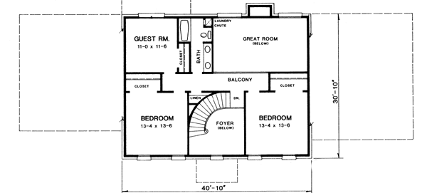 Colonial Floor Plan - Upper Floor Plan #10-257