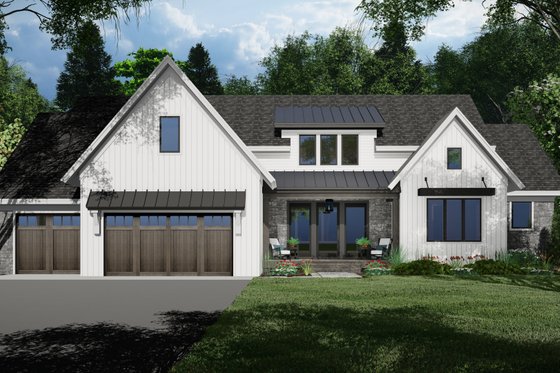 Exterior - Front Elevation 4 for Farmhouse House Plan #51-1235 - 3 bed, 3.5 bath