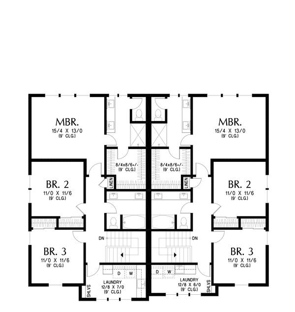 Farmhouse Floor Plan - Upper Floor Plan #48-1187