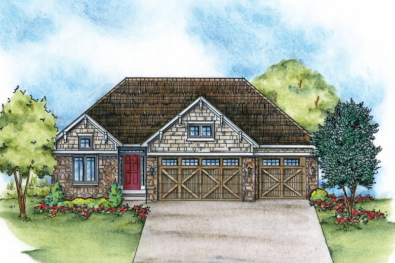 Dream House Plan - Craftsman Exterior - Front Elevation Plan #20-2115