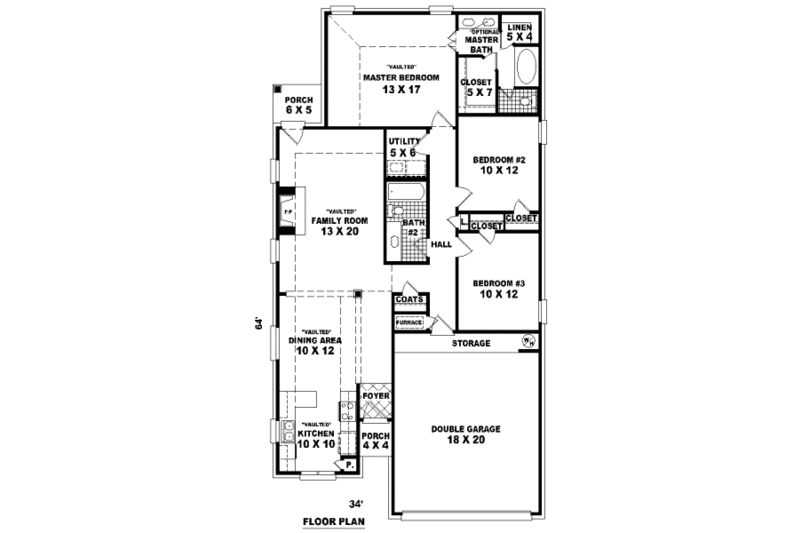 Traditional Style House Plan - 3 Beds 2 Baths 1540 Sq/Ft Plan #81-13686 ...