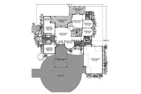 Floor Plan - Main Floor for Mediterranean House Plan #420-218 - 4 bed, 3 bath