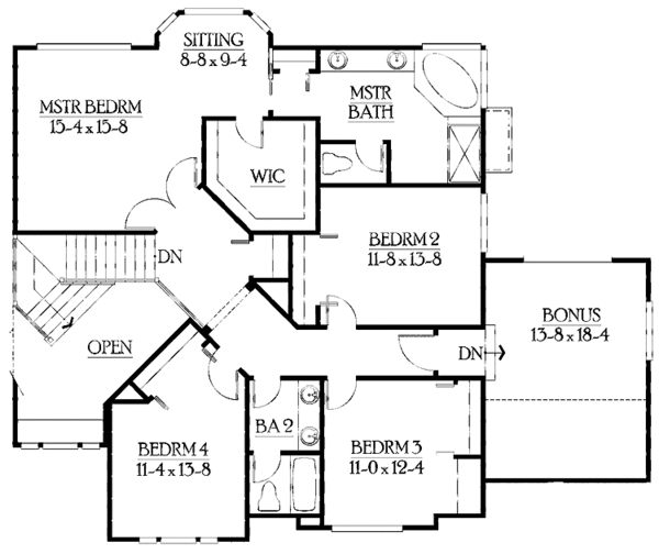 Craftsman Floor Plan - Upper Floor Plan #132-412
