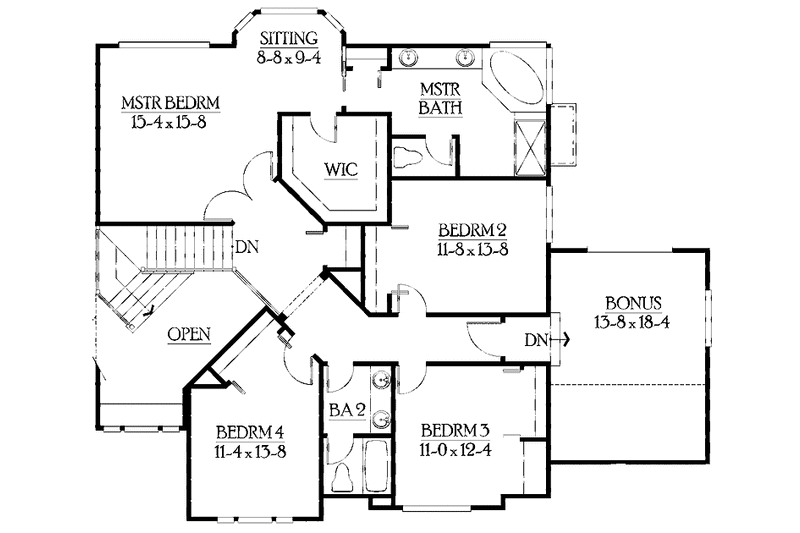 Home Plan - Floor Plan - Upper Floor for Craftsman House Plan #132-412 - 4 bed, 2.5 bath