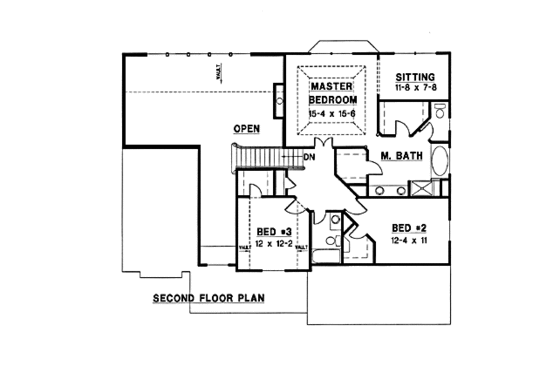 Floor Plan - Upper Floor for Traditional House Plan #67-172 - 3 bed, 3 bath