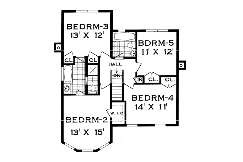 Dream House Plan - Floor Plan - Upper Floor for Traditional House Plan #3-274 - 5 bed, 3.5 bath