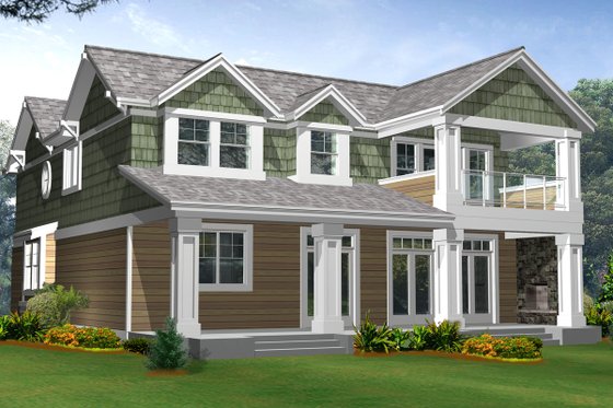 Exterior - Rear Elevation for Craftsman House Plan #132-134 - 3 bed, 3.5 bath