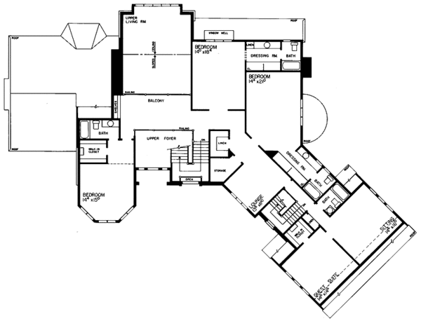 Home Plan - Tudor Floor Plan - Upper Floor Plan #72-829