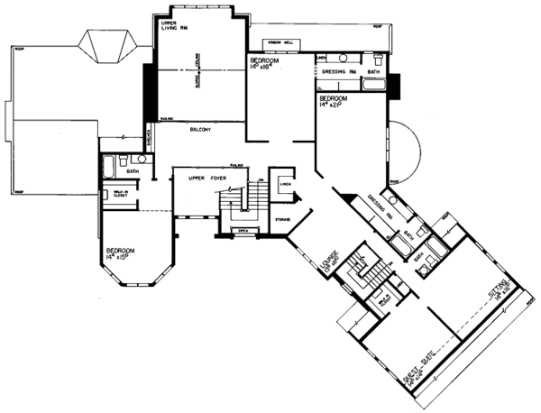 Dream House Plan - Tudor Floor Plan - Upper Floor Plan #72-829