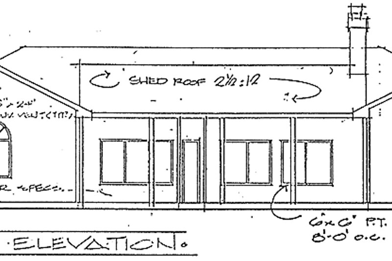 Architectural House Design - Exterior - Rear Elevation for Mediterranean House Plan #56-664 - 3 bed, 2 bath