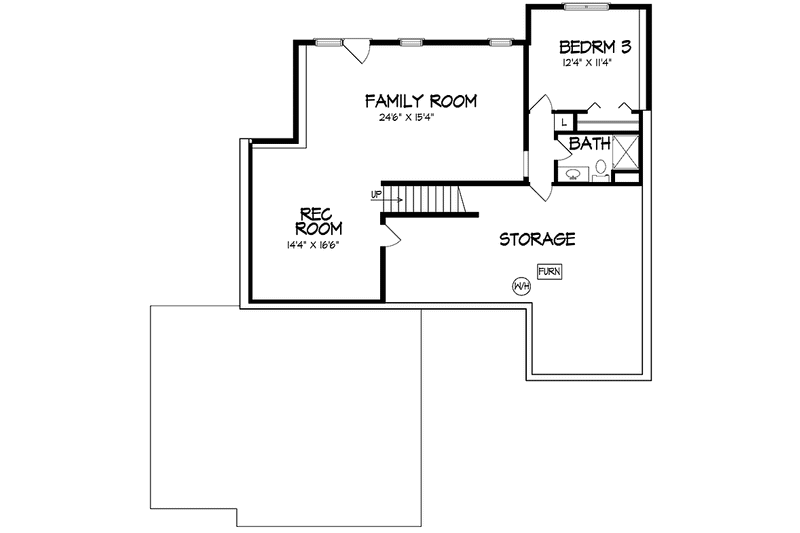 Home Plan - Floor Plan - Lower Floor for Ranch House Plan #320-1467 - 2 bed, 2 bath